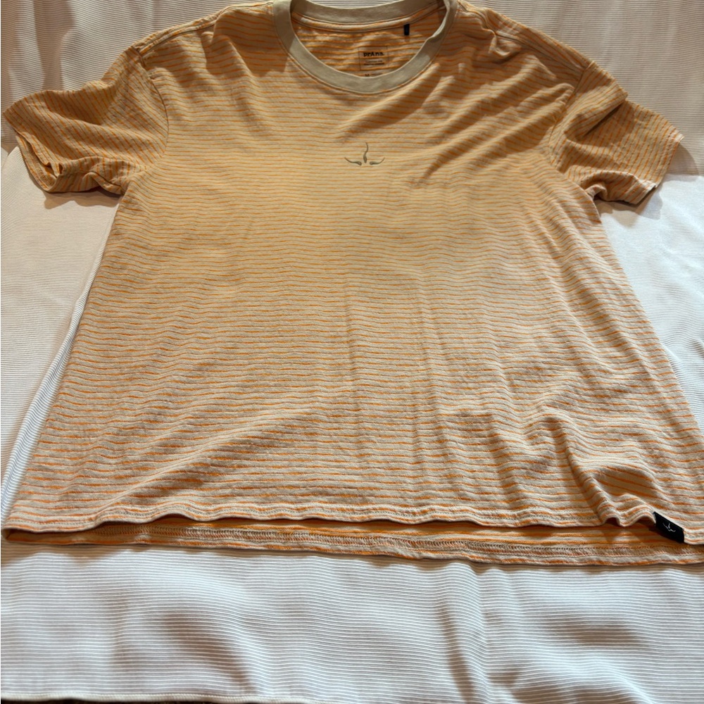 Prana Tan Short Sleeve Tee Classic Crew Neck